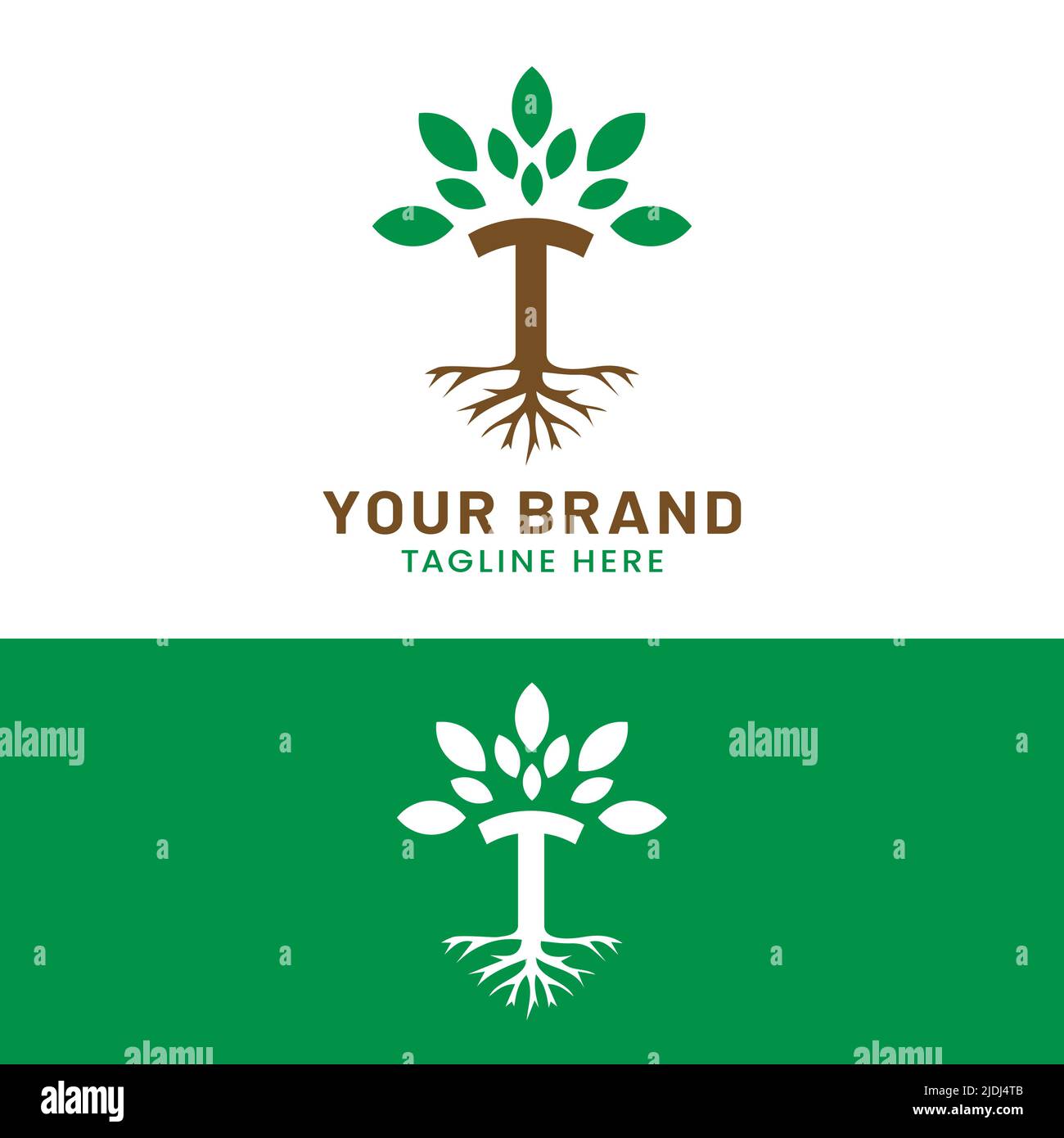 Design-Vorlage für T-Tree-Logo mit Anfangsbuchstaben. Geeignet für Pflanzengeschäfte, Umweltlogos, Gesundheitswesen und Medizin, Spa und Salon usw. Stock Vektor