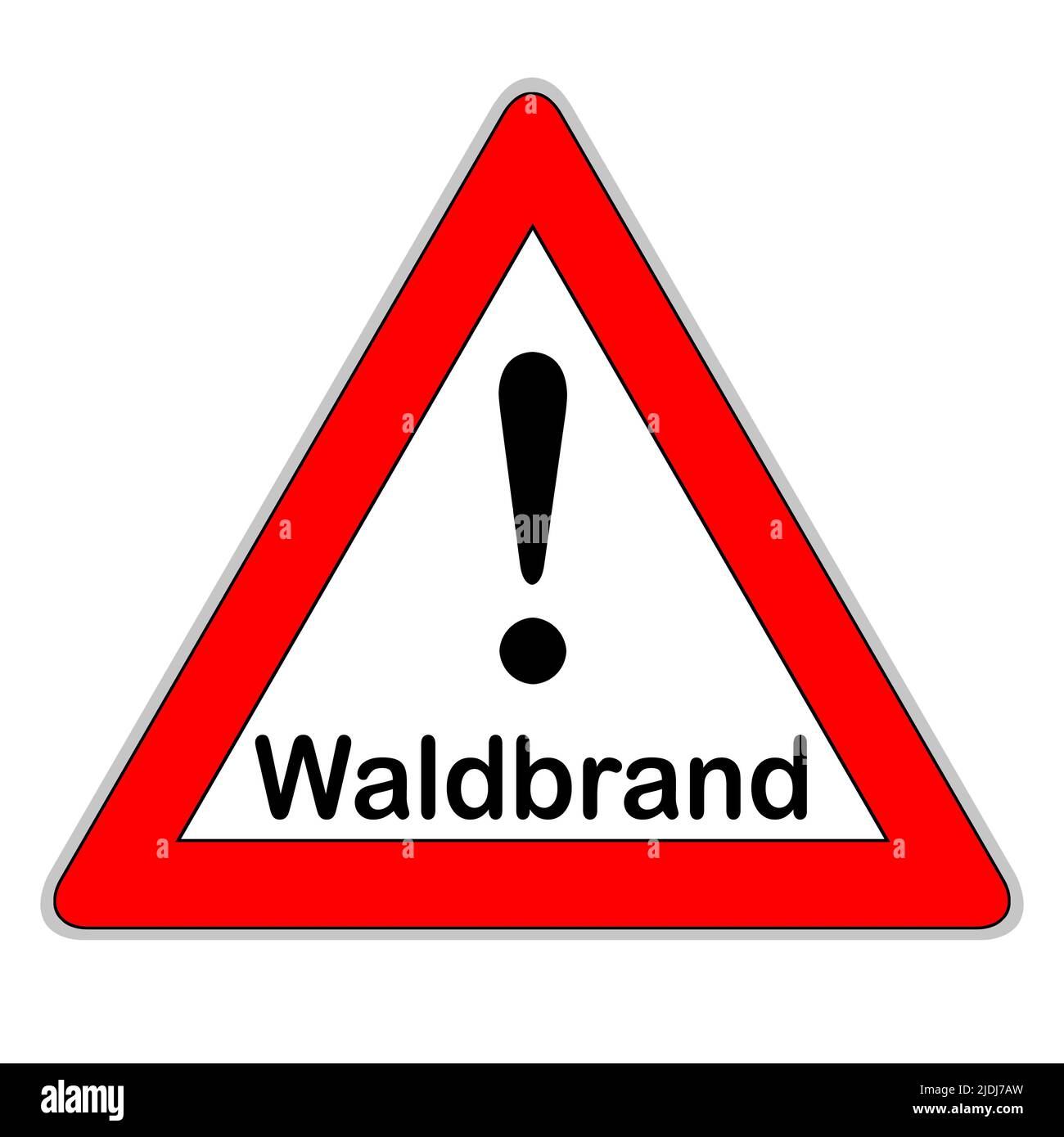 Rotes deutsches Warnschild und Waldbrand Stockfoto