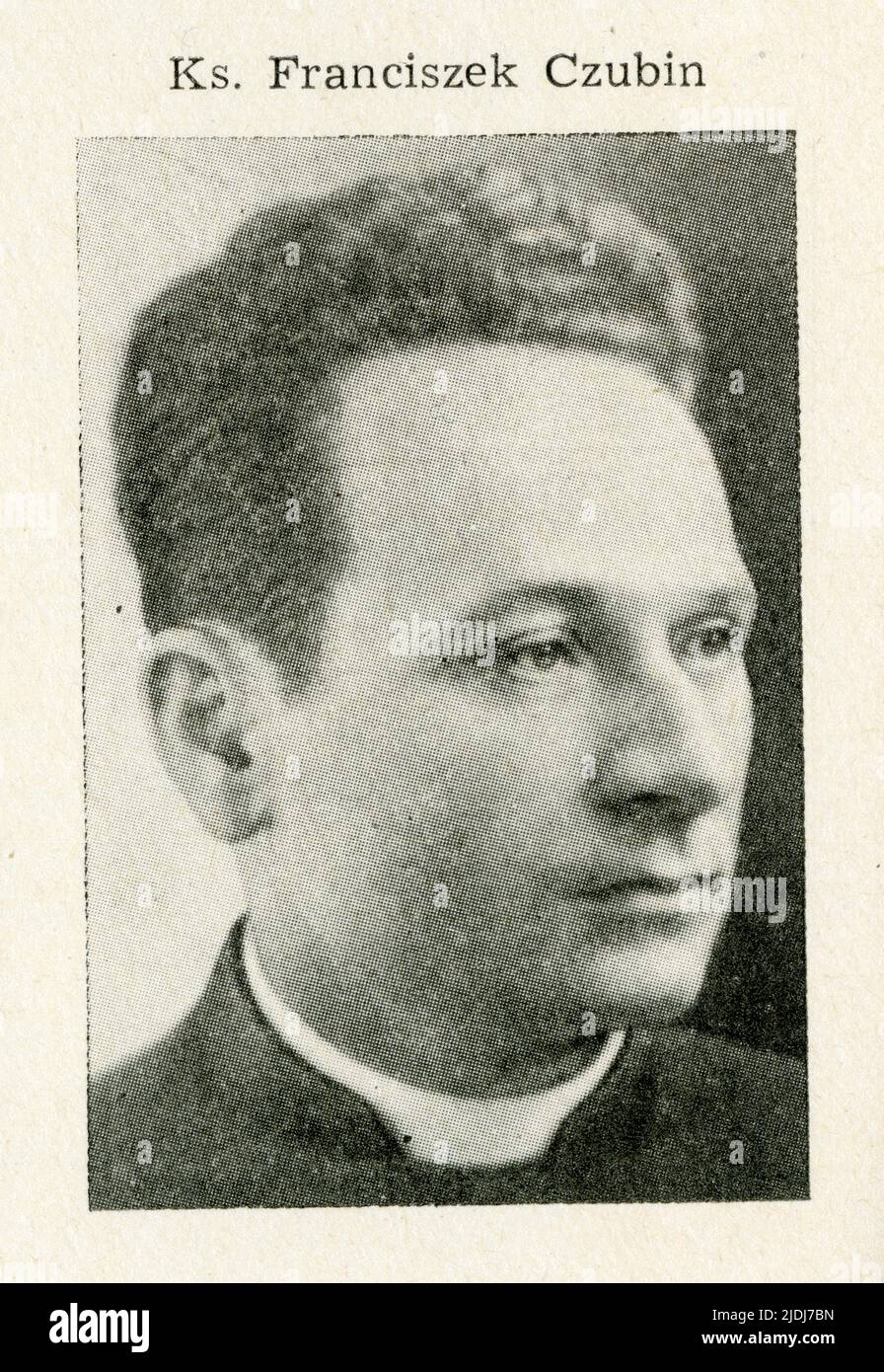 Ksiadz Czubin Franciszek (1904-1943).Urodził się 30 października 1904 w Krzeczowie k. Jordanowa w rodzinie rolniczej Władysława i Teresy z d. Moskała. Stockfoto