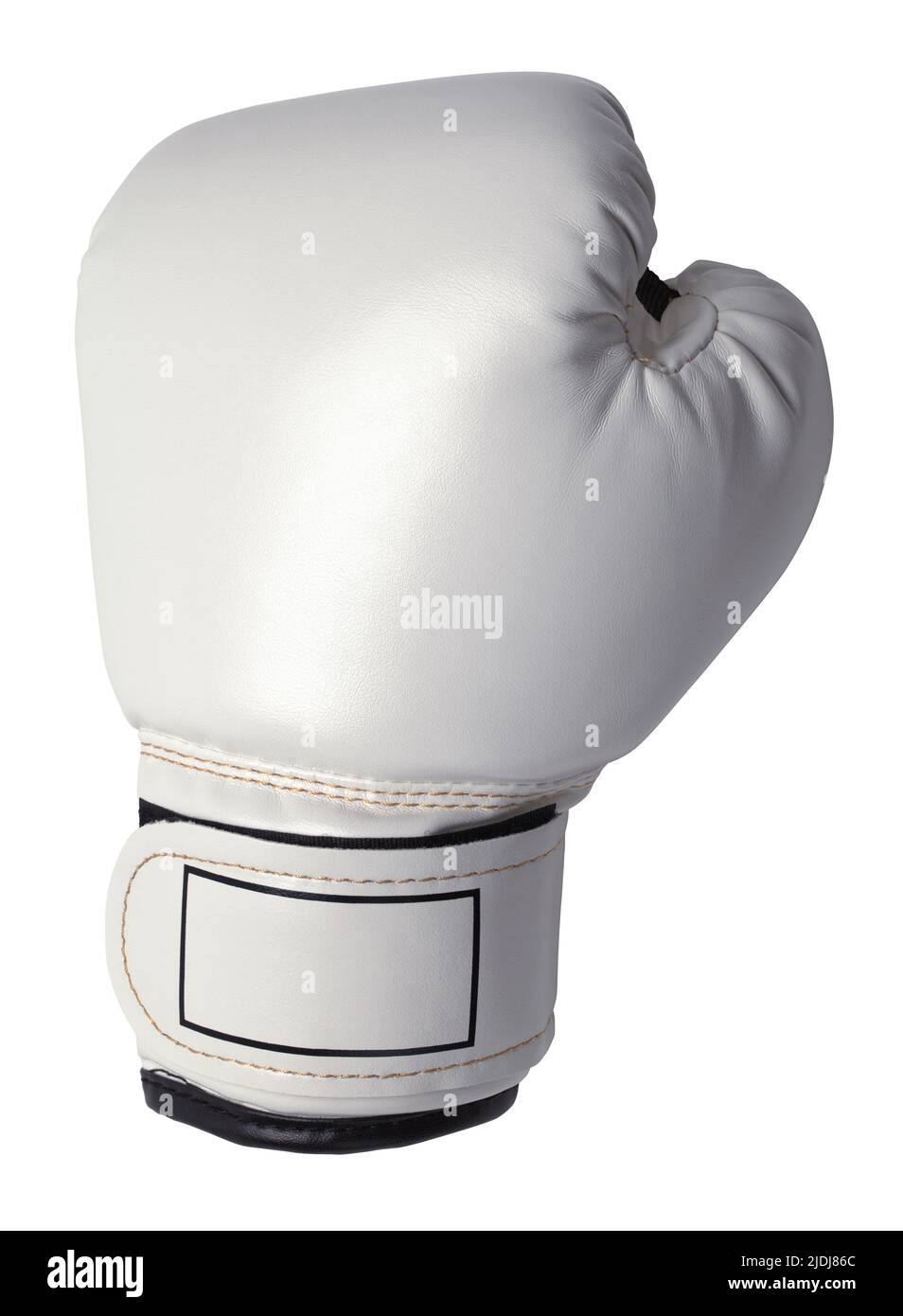 Einzelner Weißer Sport Boxhandschuh Ausschnitt. Stockfoto