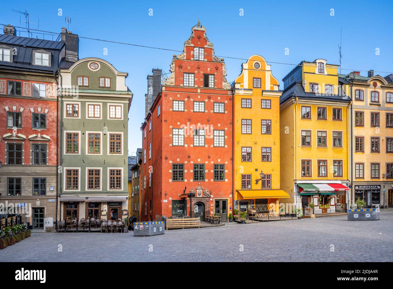 Bunte Häuser des Grand Square in Stockholm Stockfoto