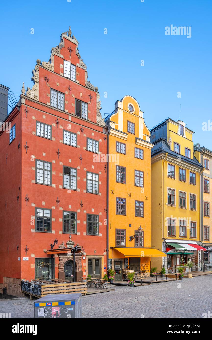 Bunte Häuser des Grand Square in Stockholm Stockfoto