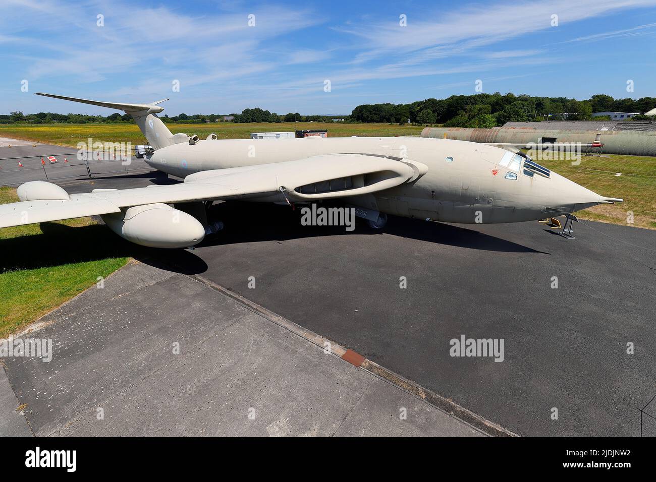 Eine erhaltene Handley Page Victor K.2 Tankerausstellung im Yorkshire Air Museum in Elvington, North Yorkshire, Großbritannien Stockfoto