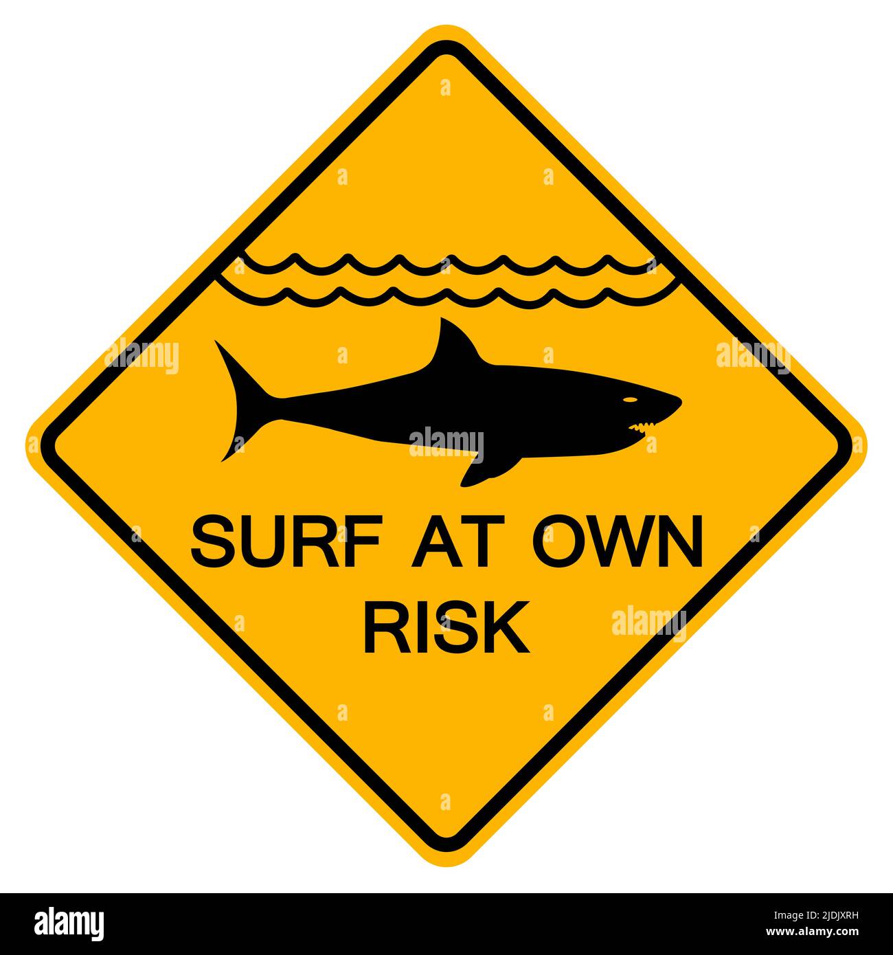 Warnschilder Surfen Sie auf eigene Gefahr auf weißem Hintergrund Stock Vektor