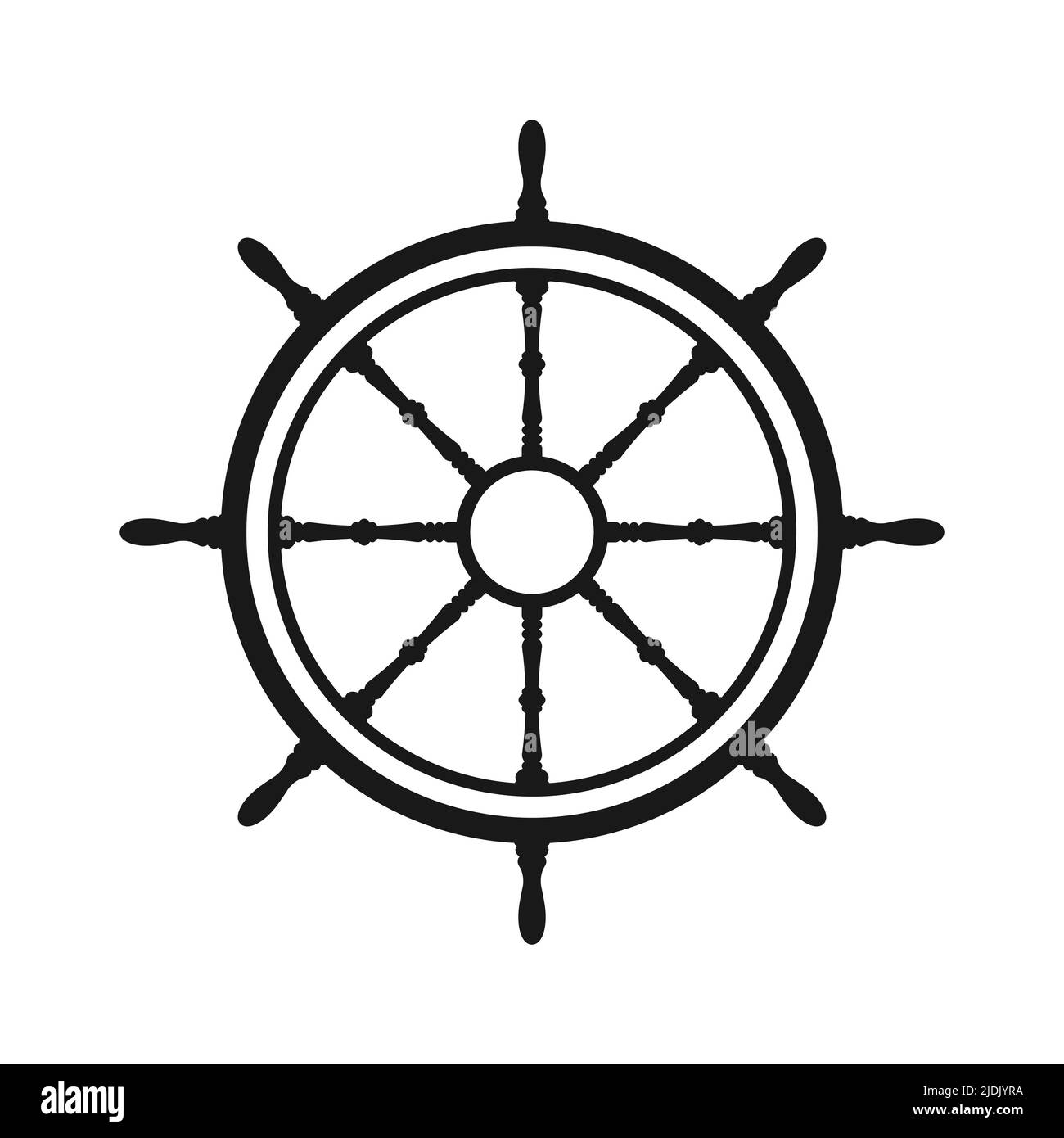 Lenkrad im Vintage-Stil. Schiff, Yacht Retro Rad Symbol. Symbol für nautisches Ruder. Design-Element für die Schifffahrt. Vektorgrafik Stock Vektor