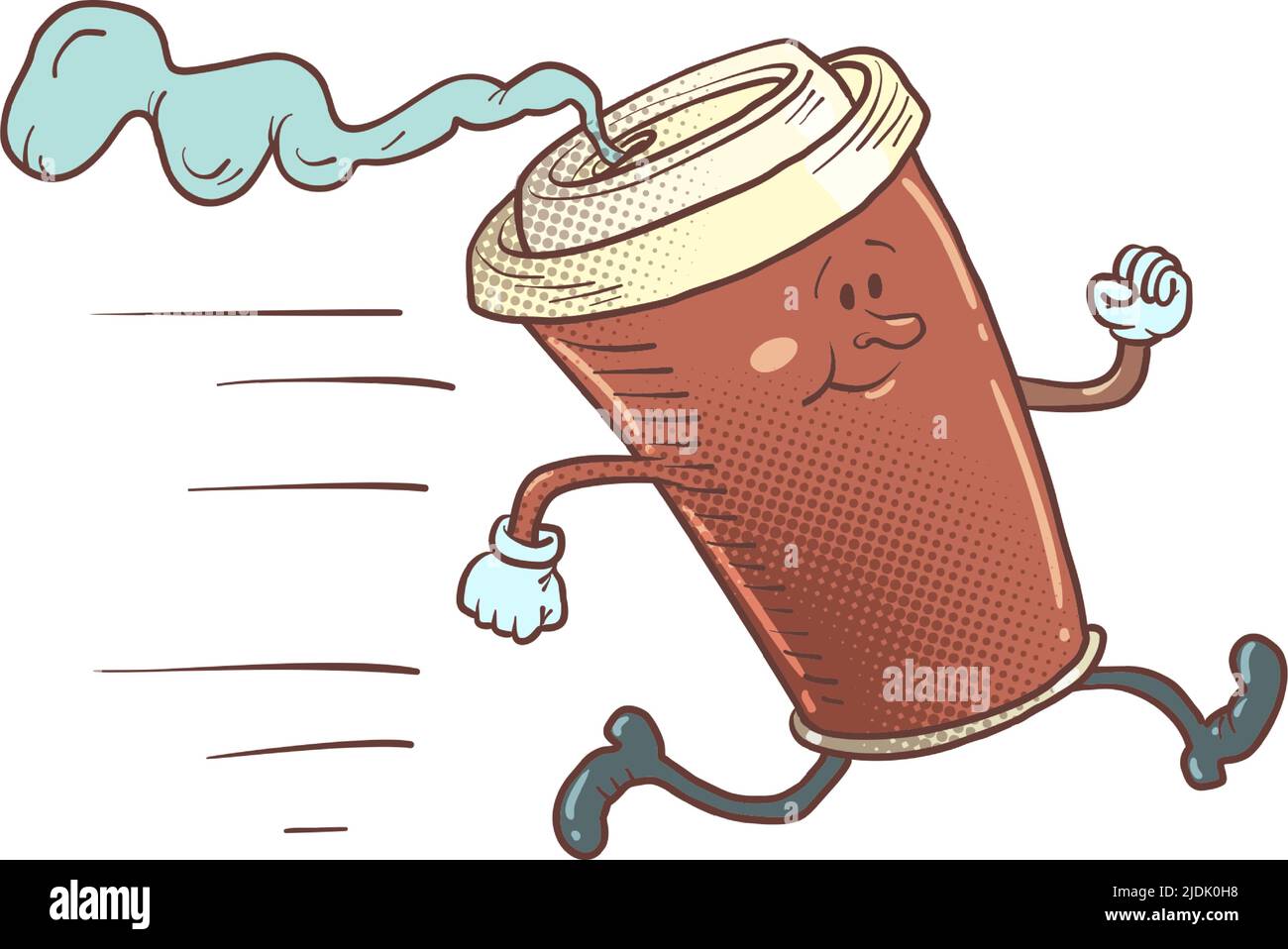 Pappbecher heißen Kaffee, schnell laufende Aktivität Heiterkeit Konzept Stock Vektor