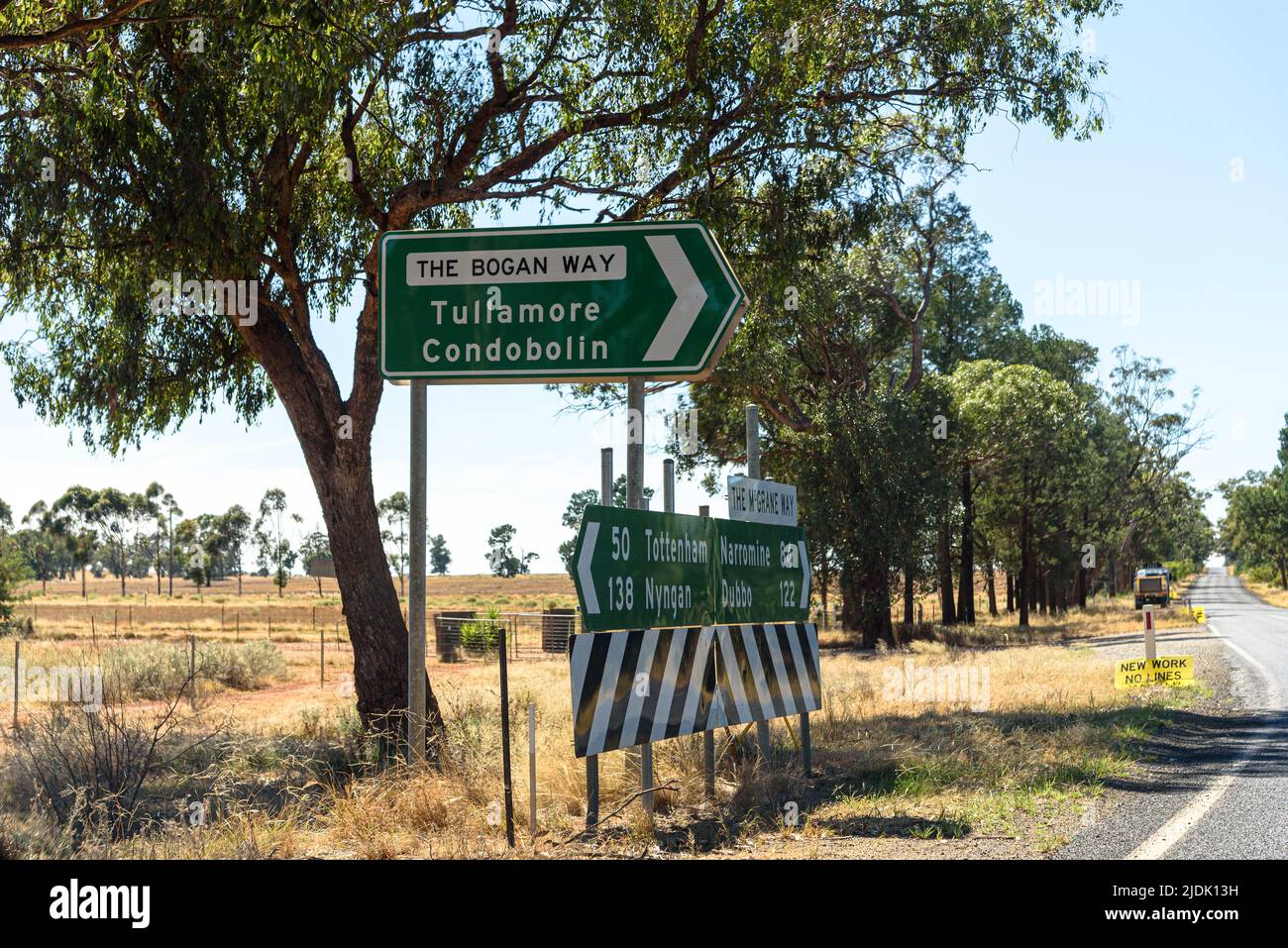 Ein Straßenschild für den Bogan Way im ländlichen New South Wales Stockfoto