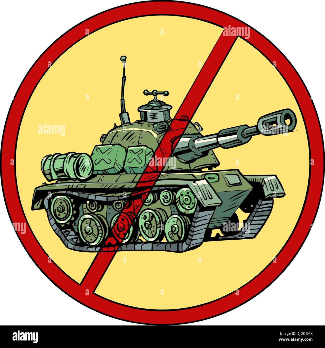 unterschreiben Sie keinen Krieg und keine Panzer. Widerstand gegen militärische Invasion Stock Vektor