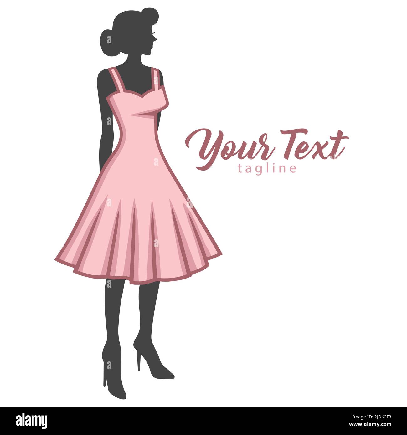Braut Logo Schöne Braut Kurze Kleid Ideen, Boutique Mode, Kleid Logo Vektor Design-Vorlage Stock Vektor
