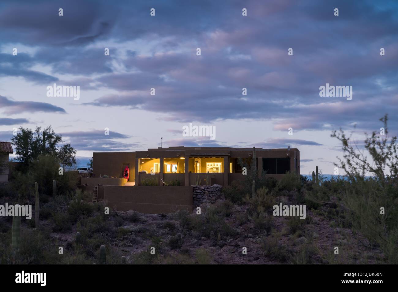 Südwest-haus im Adobe-Stil in Tucson, Arizona Stockfoto