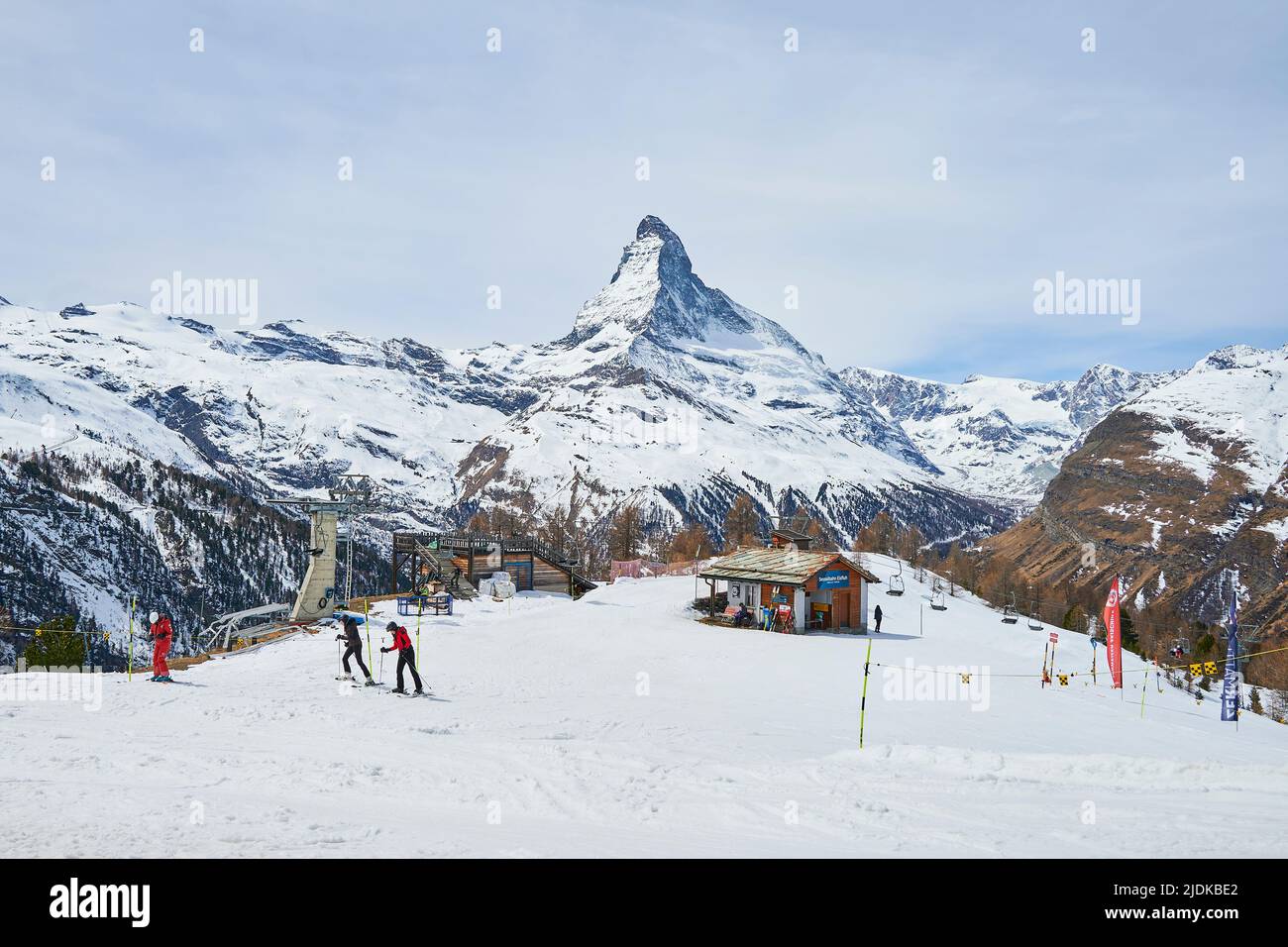 Eine Landschaft des Matterhorns von Sunnegga, Zermatt Stockfoto