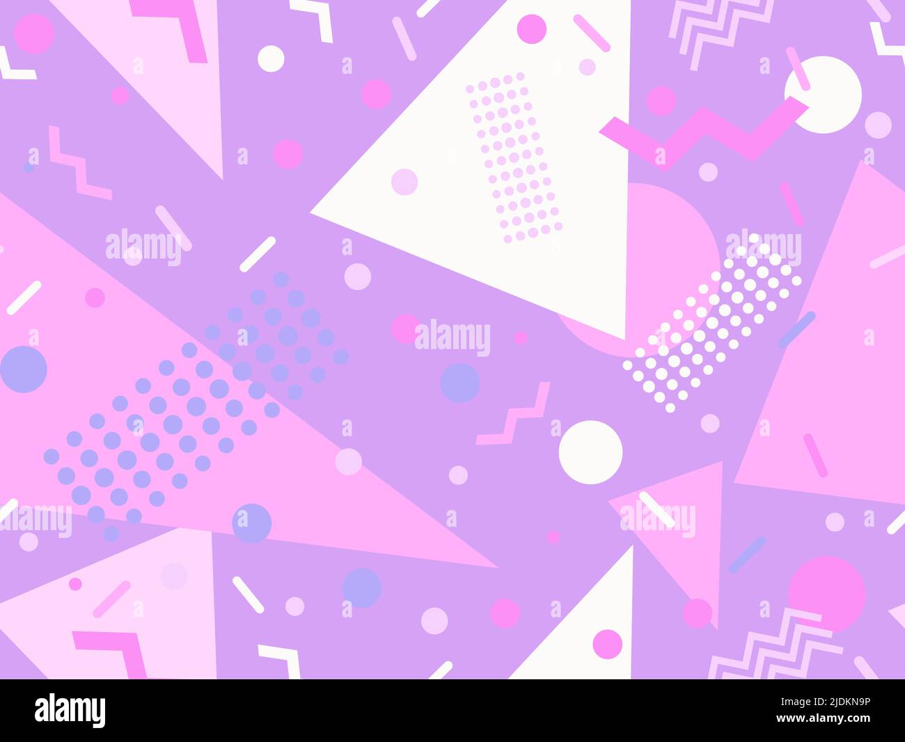 Geometrisches Nahtmuster mit memphis-Elementen im 80s Style. Farbenfrohes geometrisches Muster. Design von Werbeartikeln, Geschenkpapier und Druck Stock Vektor