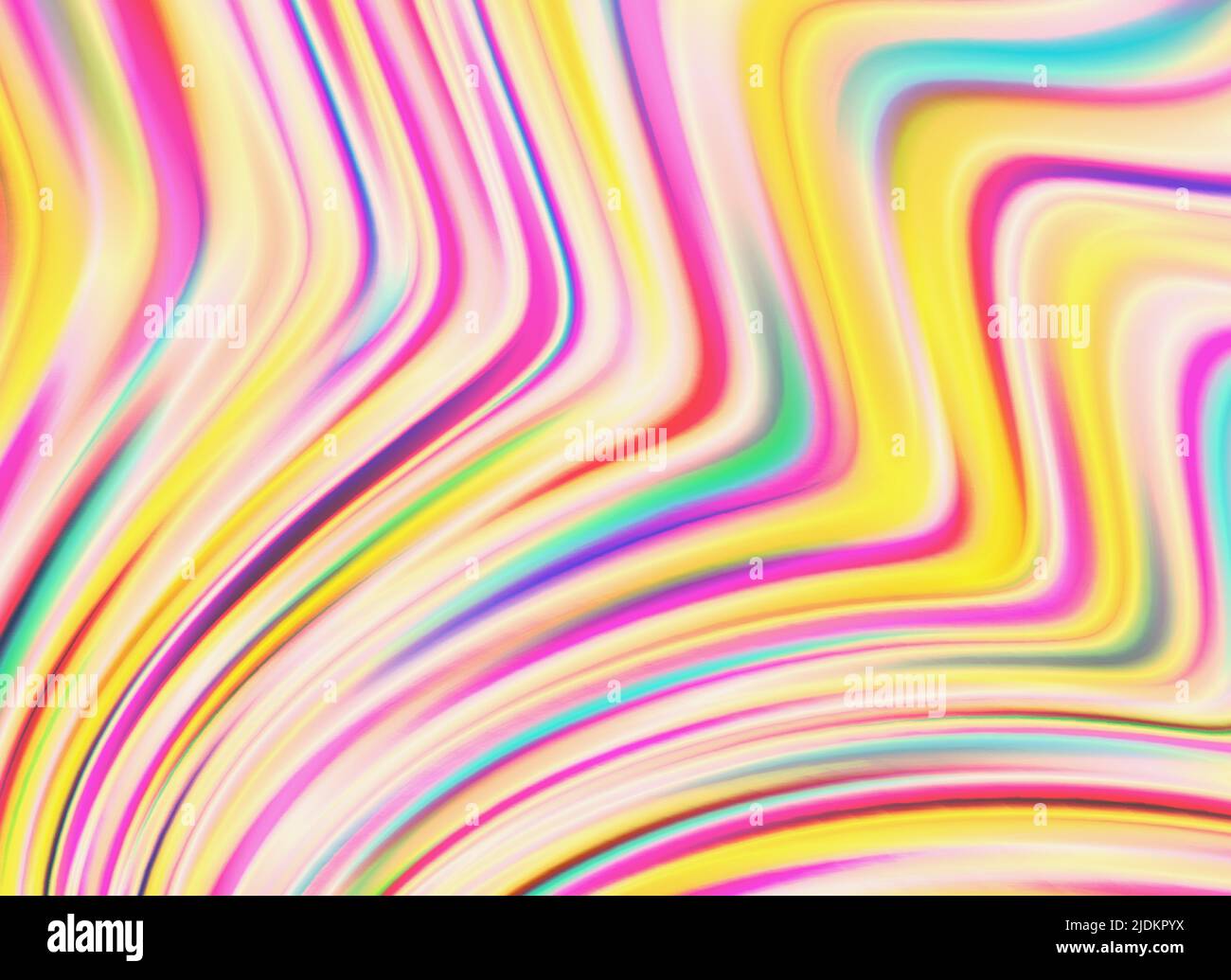 Hintergrund mit bunten chromatischen Wellen in hellen warmen Farben, Hologramm Folienmuster Stock Vektor