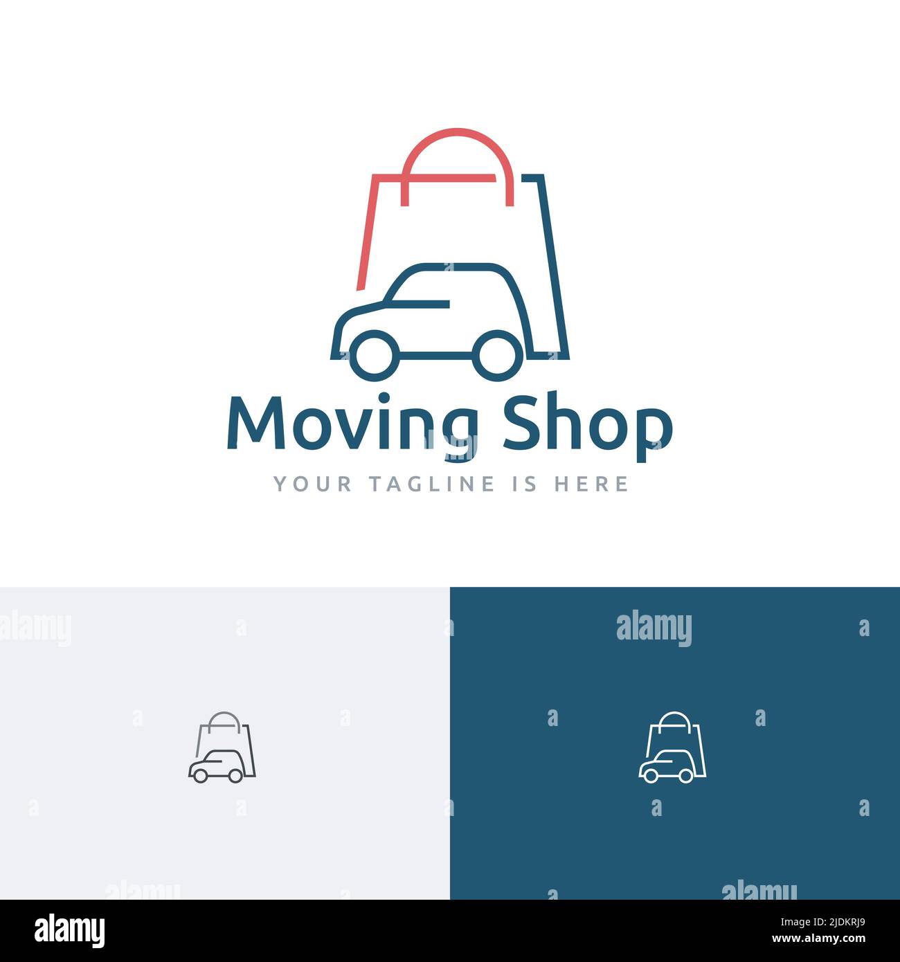 Umzug Shop Car Fahrzeug Einfache Linie Logo Stock Vektor