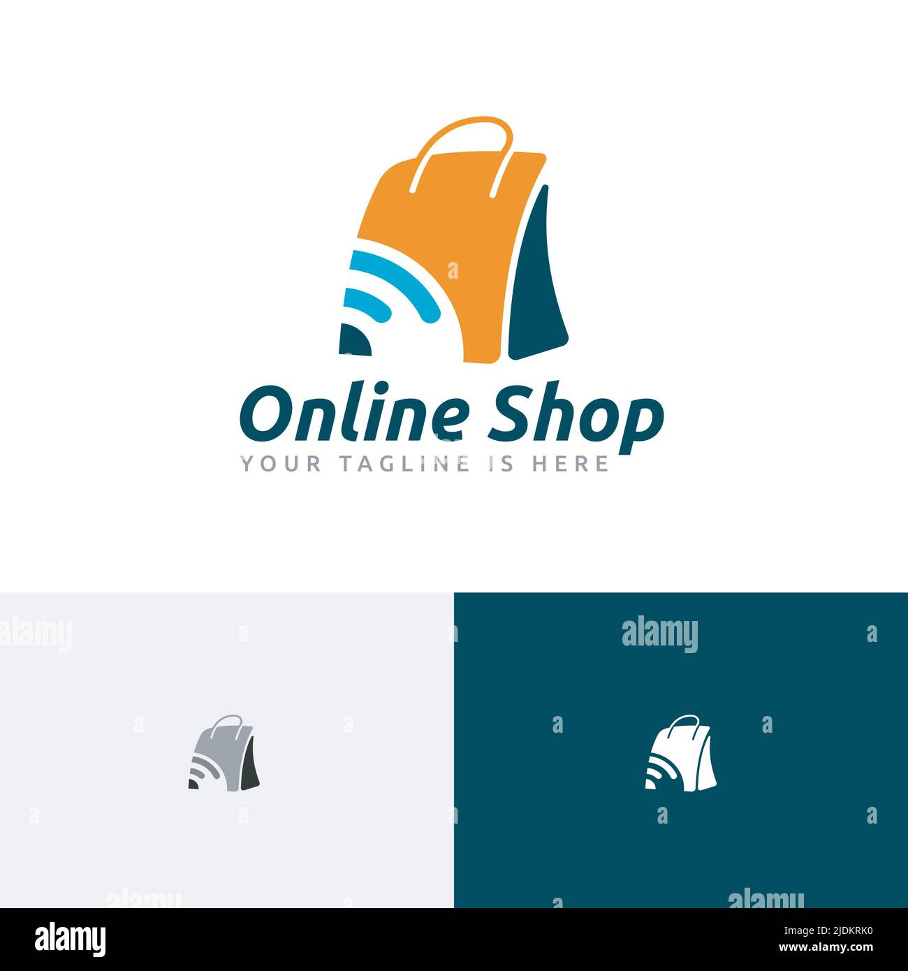 Online Shop Marktplatz Einkaufstasche Modernes Logo Stock Vektor