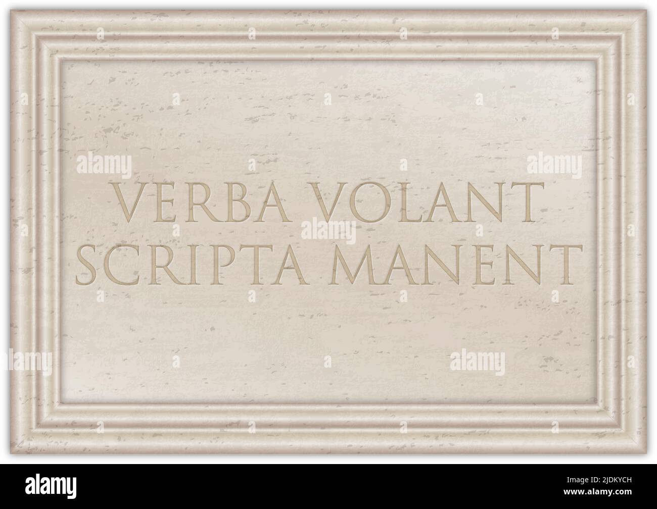 Marmorplatte mit antikem lateinischem Sprichwort „VERBA VOLANT, SCRIPTA MANENT“, Illustration Stockfoto