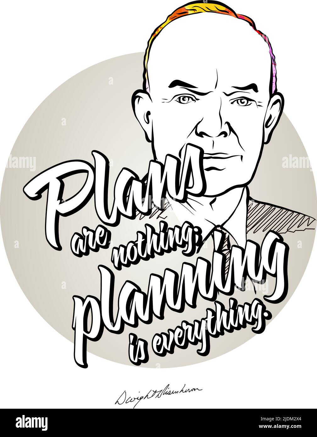 Dwight D. Eisenhower Sprüche mit Porträt. Vektorgrafikvorlage für Printdesign wie T-Shirts oder Poster. Stock Vektor