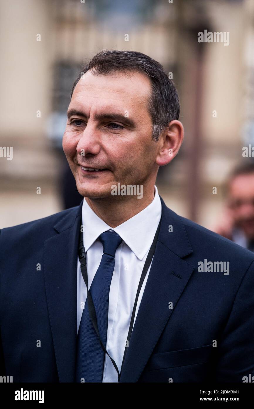 Paris, Frankreich, 22. Juni 2022, Laurent Jacobelli, mitglied des parlaments der rechtsextremen Partei Rassemblement National bei der französischen Nationalversammlung (Assemblee Nationale) in Paris, am 22. Juni 2022, drei Tage nach dem Ergebnis der Parlamentswahlen. Foto von Pierrick Villette/ABACAPRESS.COM Stockfoto