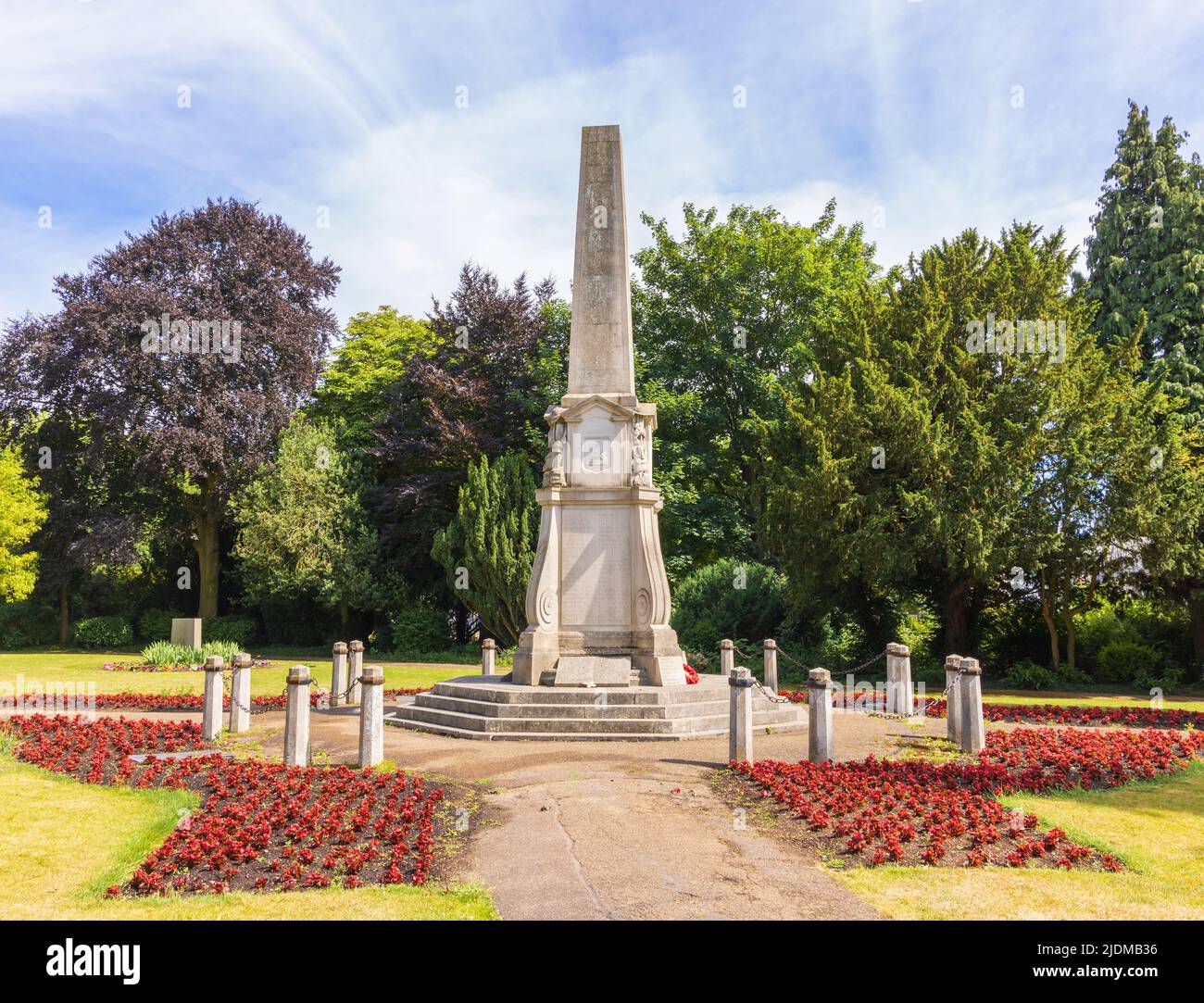 Ansicht des Kriegsdenkmals in Bishop's Stortford. VEREINIGTES KÖNIGREICH Stockfoto