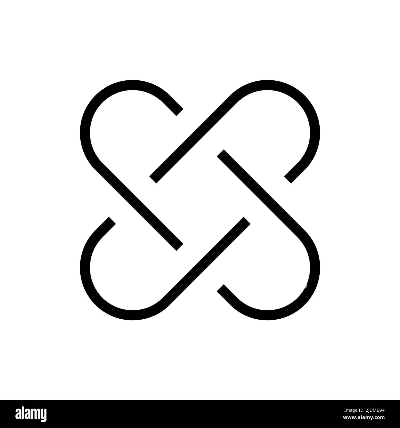 Zwei verflochtenen Schleifen Vektor-Zeichen Stock Vektor