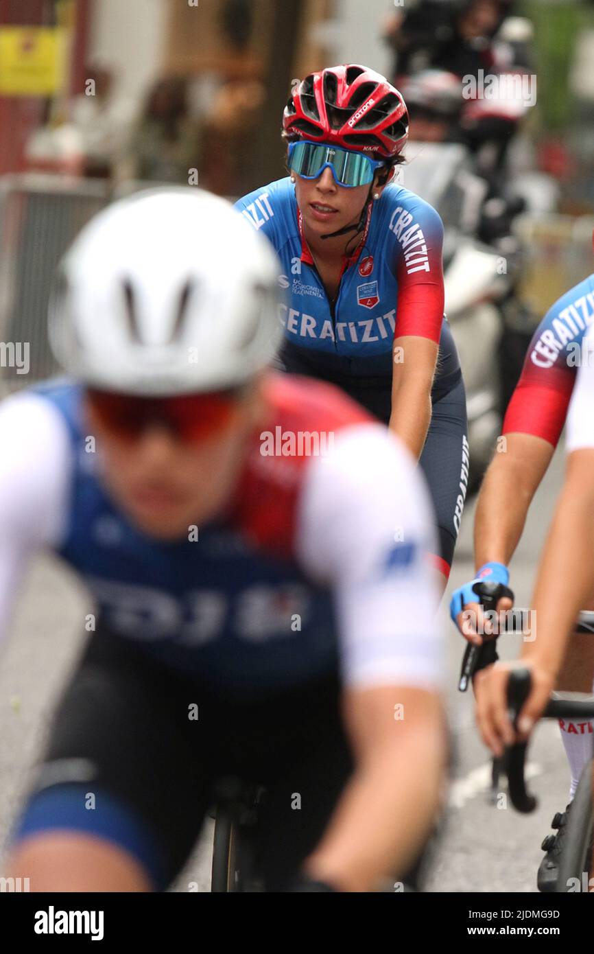 Sandra Alonso aus Spanien vom Team CERATIZIT WNT Pro Cycling im 2022 RideLondon Classique Stockfoto