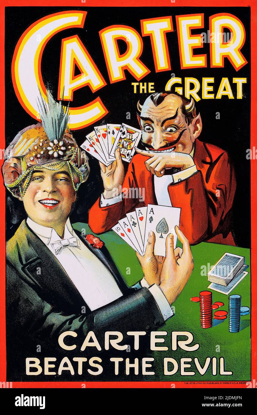 Carter der große - 1920s Magier-Poster- Carter beats the Devil Stockfoto