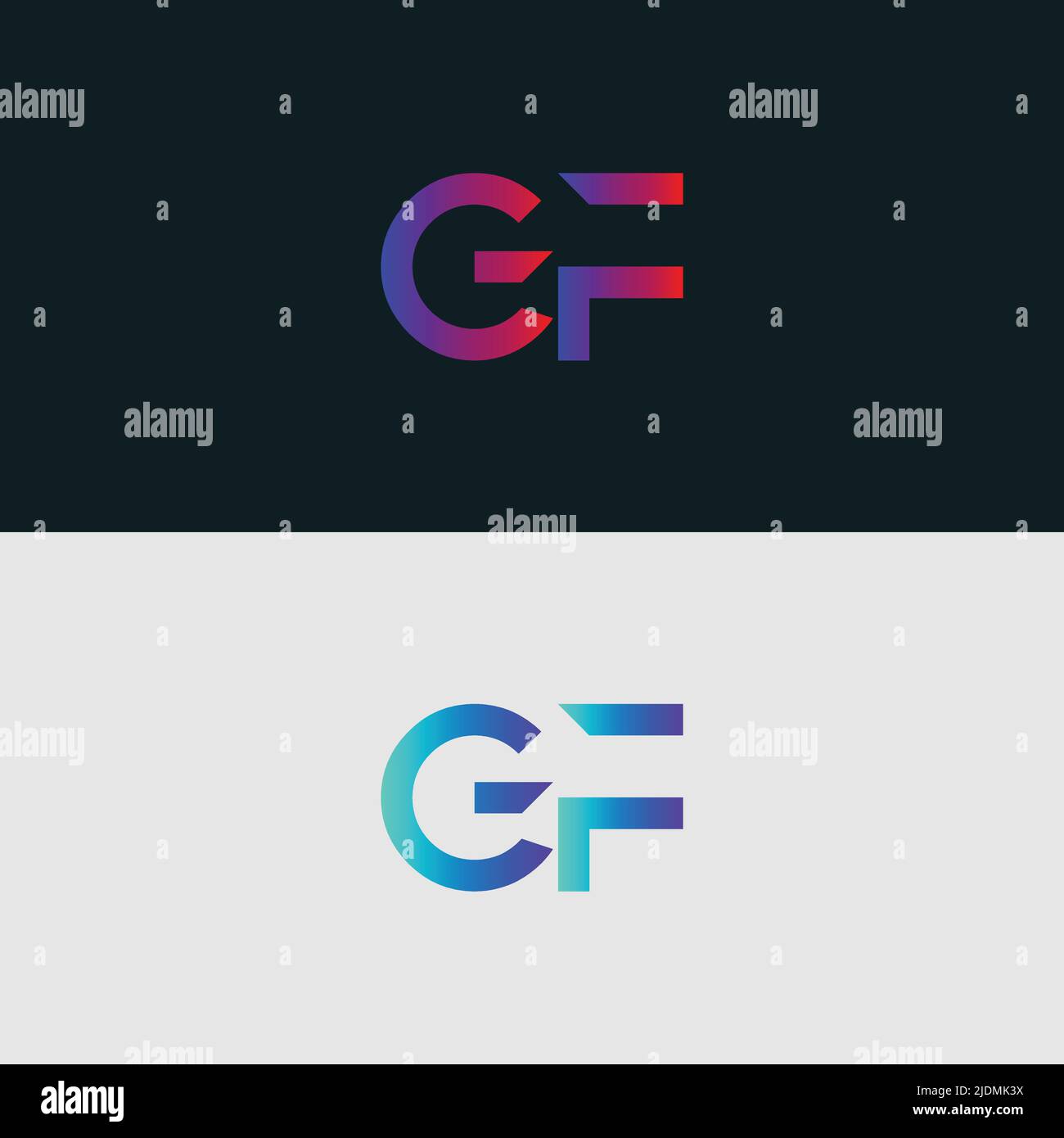 Initial Alphabet Buchstabe Logo Symbol GF, bunt lebendige Farbverlauf trendige Logos Stock Vektor