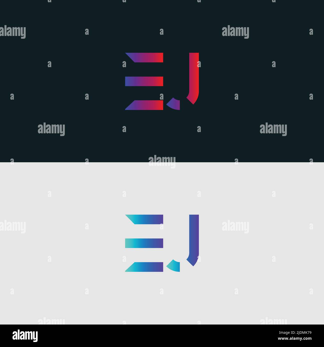 Anfangsbuchstabe Logo Symbol EJ, bunt lebendige Farbverlauf trendige Logos Stock Vektor