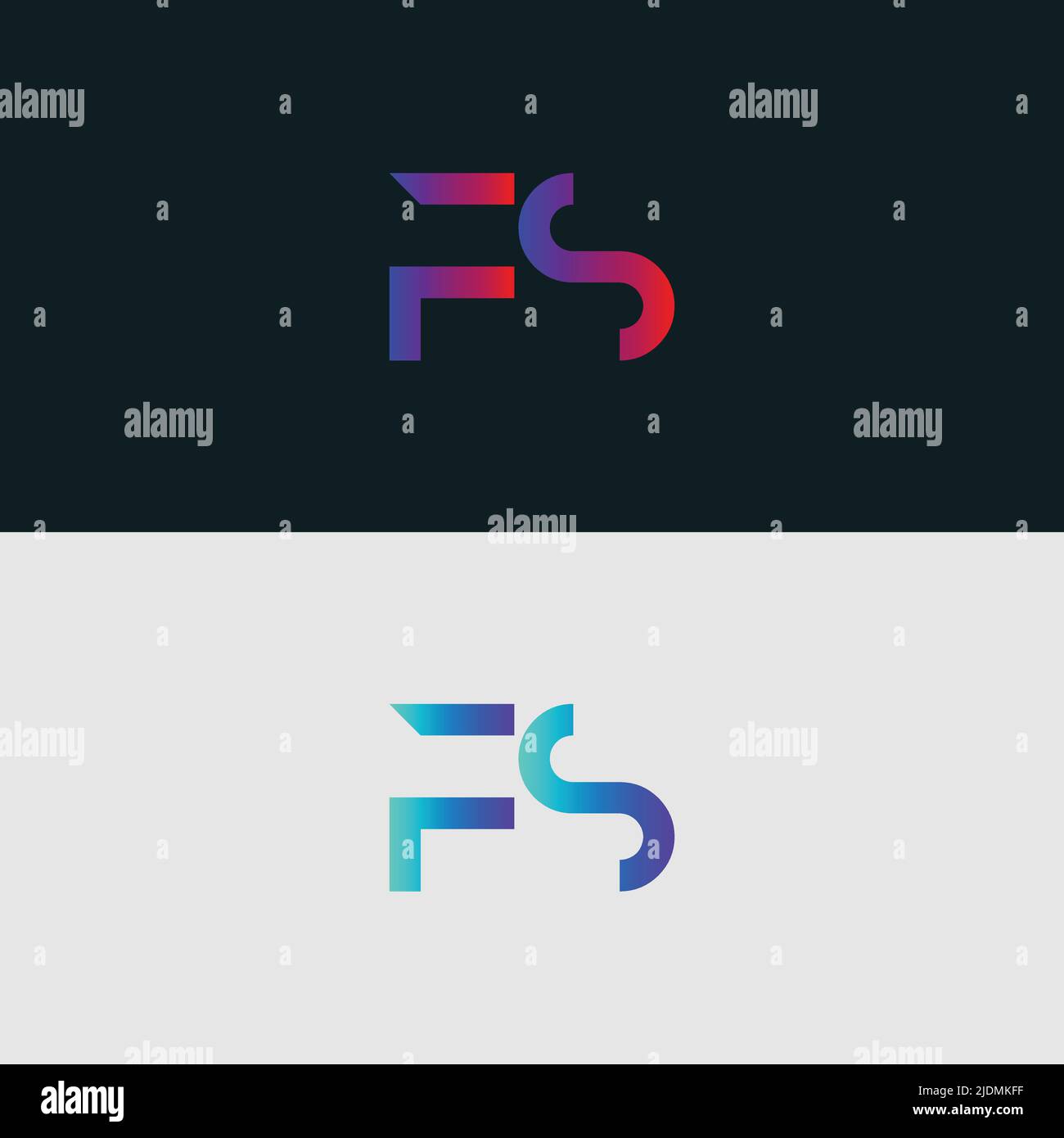 Initial Alphabet Buchstabe Logo Symbol FS, bunte lebendige Farbverlauf trendige Logos Stock Vektor
