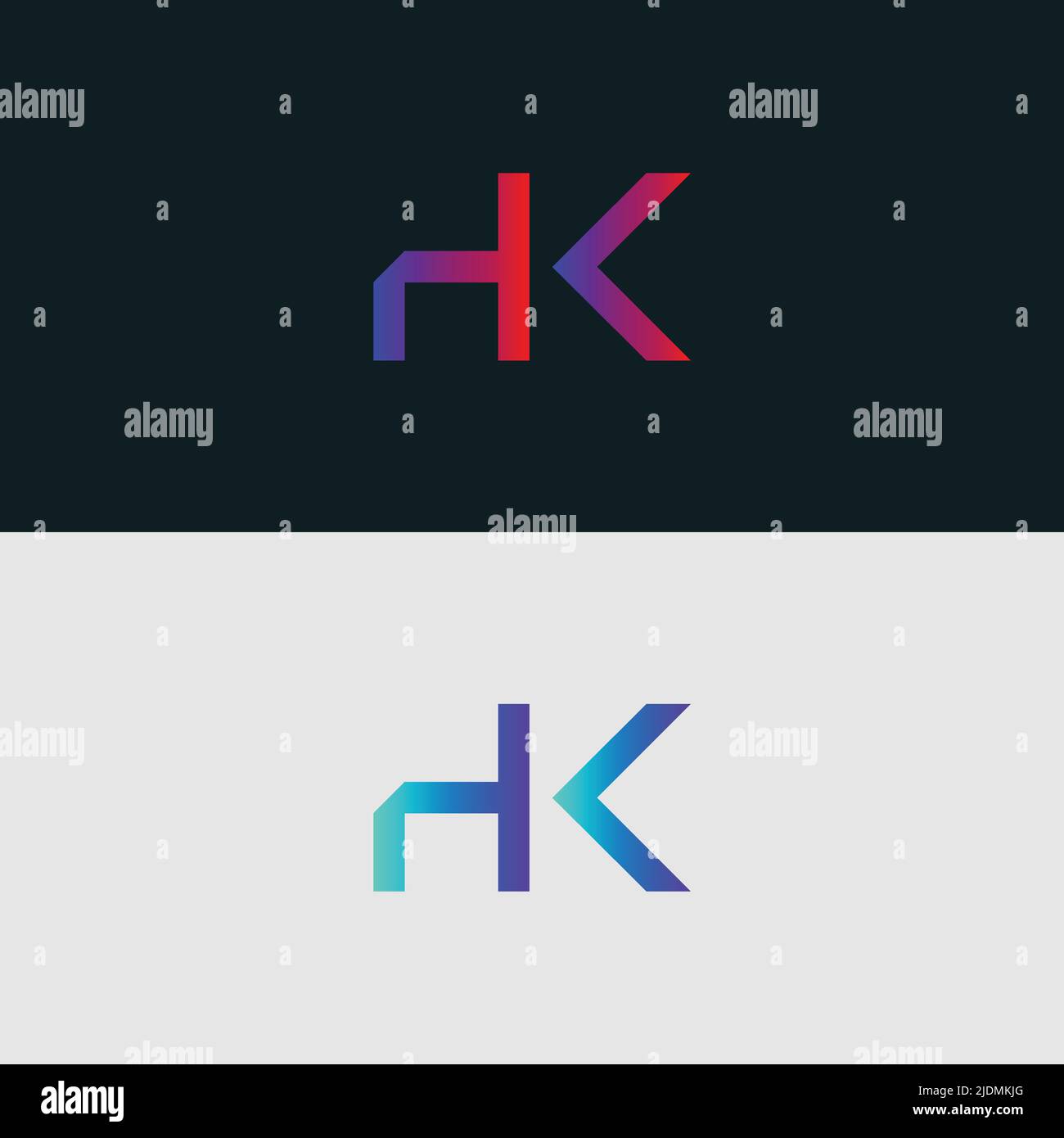 Anfangsbuchstabe Logo Symbol HK, bunt lebendige Farbverlauf trendige Logos Stock Vektor