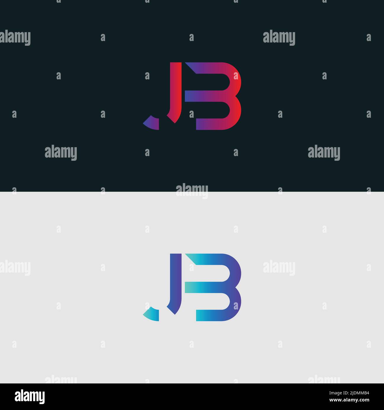 Anfangsbuchstabe Logo Symbol JB, bunt lebendige Farbverlauf trendige Logos Stock Vektor