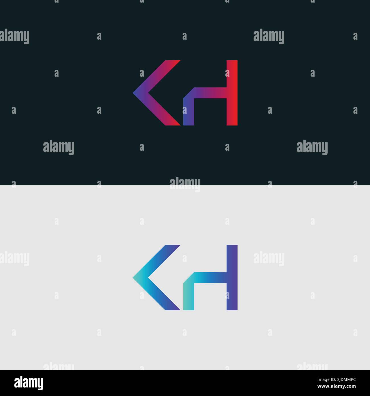 Initial Alphabet Buchstabe Logo Symbol KH, bunt lebendige Farbverlauf trendige Logos Stock Vektor