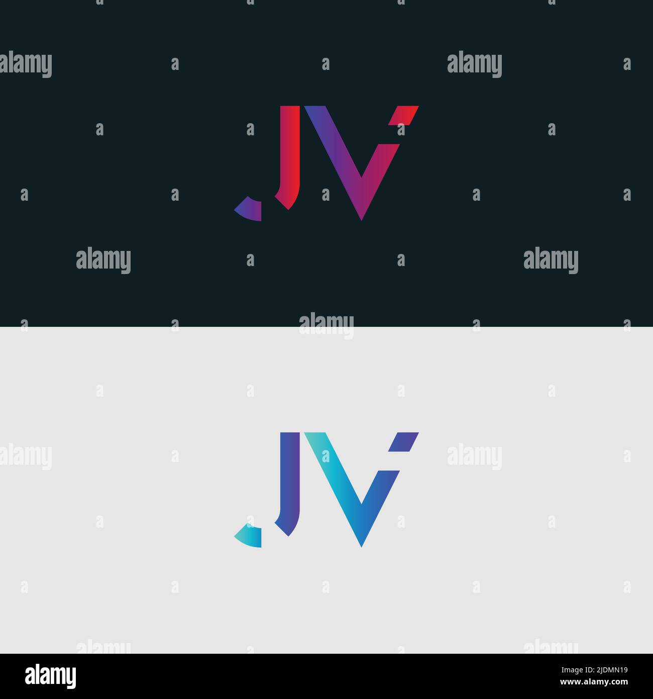 Anfangsbuchstabe Logo Symbol JV, bunte lebendige Farbverlauf trendige Logos Stock Vektor