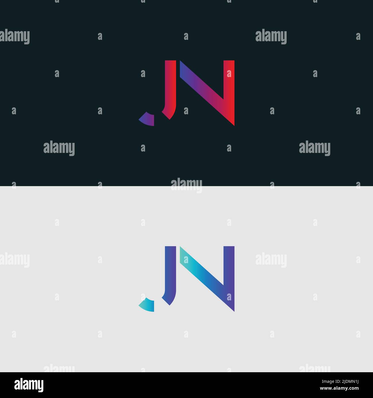 Anfangsbuchstabe Logo-Symbol JN, bunte lebendige Verlaufsfarbe trendige Logos Stock Vektor