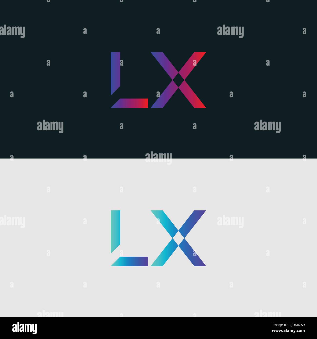 Anfangsbuchstabe Logo Symbol LX, bunt lebendige Verlaufsfarbe trendige Logos Stock Vektor