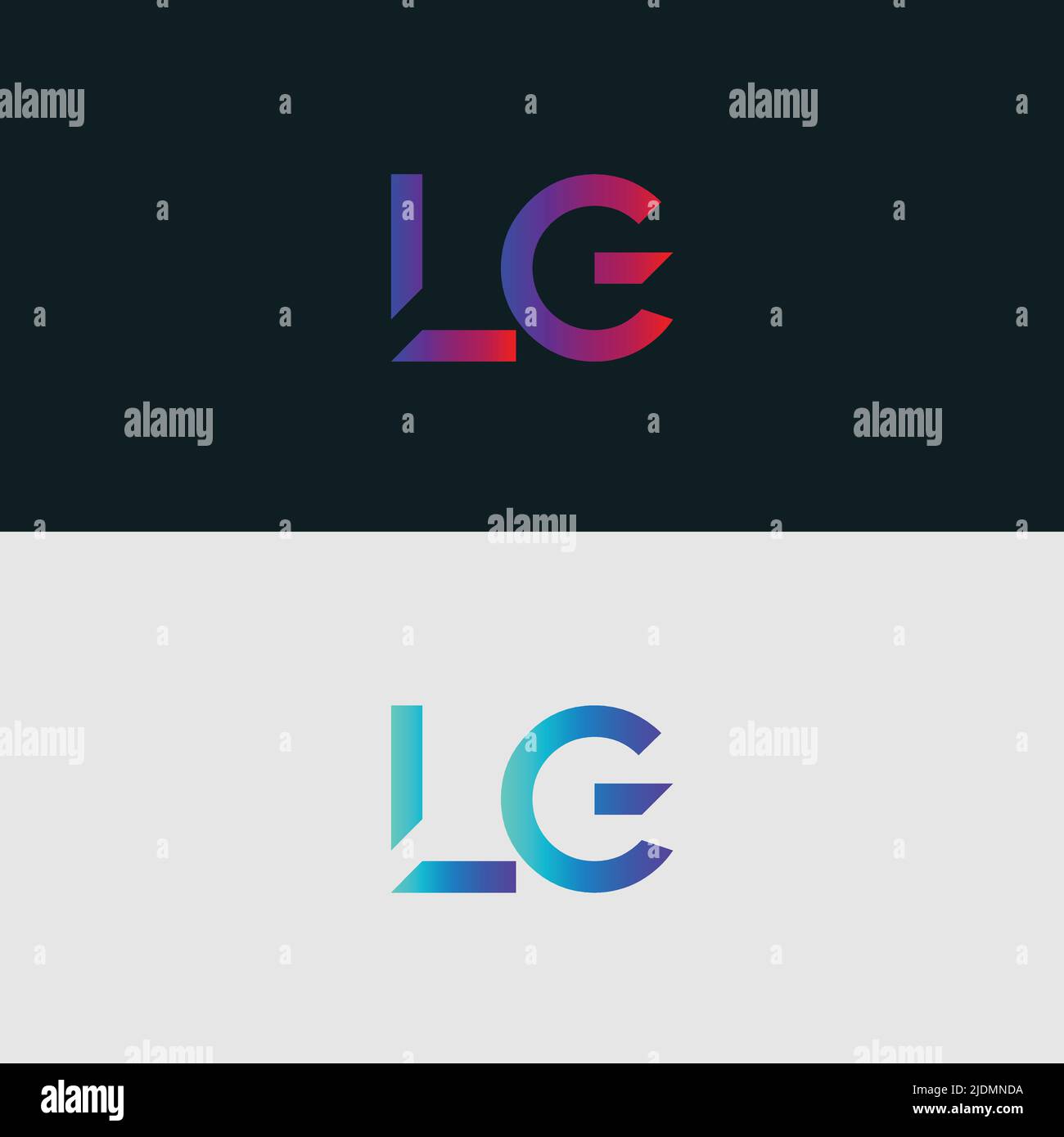 Anfangsbuchstabe Logo-Symbol LG, bunte lebendige Farbverlauf Trendfarben Logos Stock Vektor