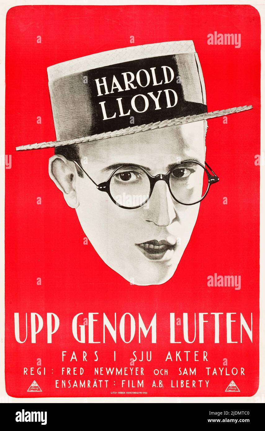 UPP genom luften - Sicherheit zuletzt! (Pathé, 1923). Schwedisches Filmplakat - Harold Lloyd Stockfoto