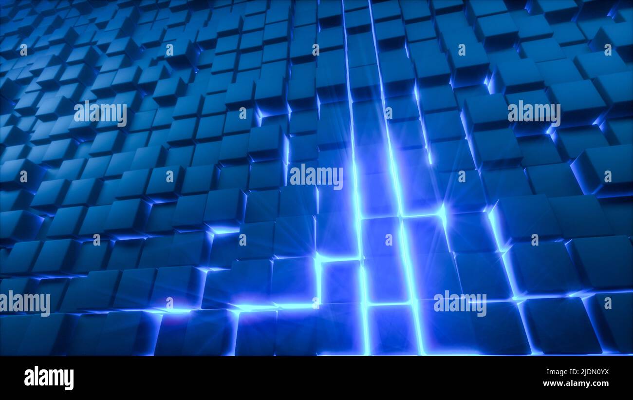 Ein technischer Hintergrund mit Cubes (3D Rendering) Stockfoto