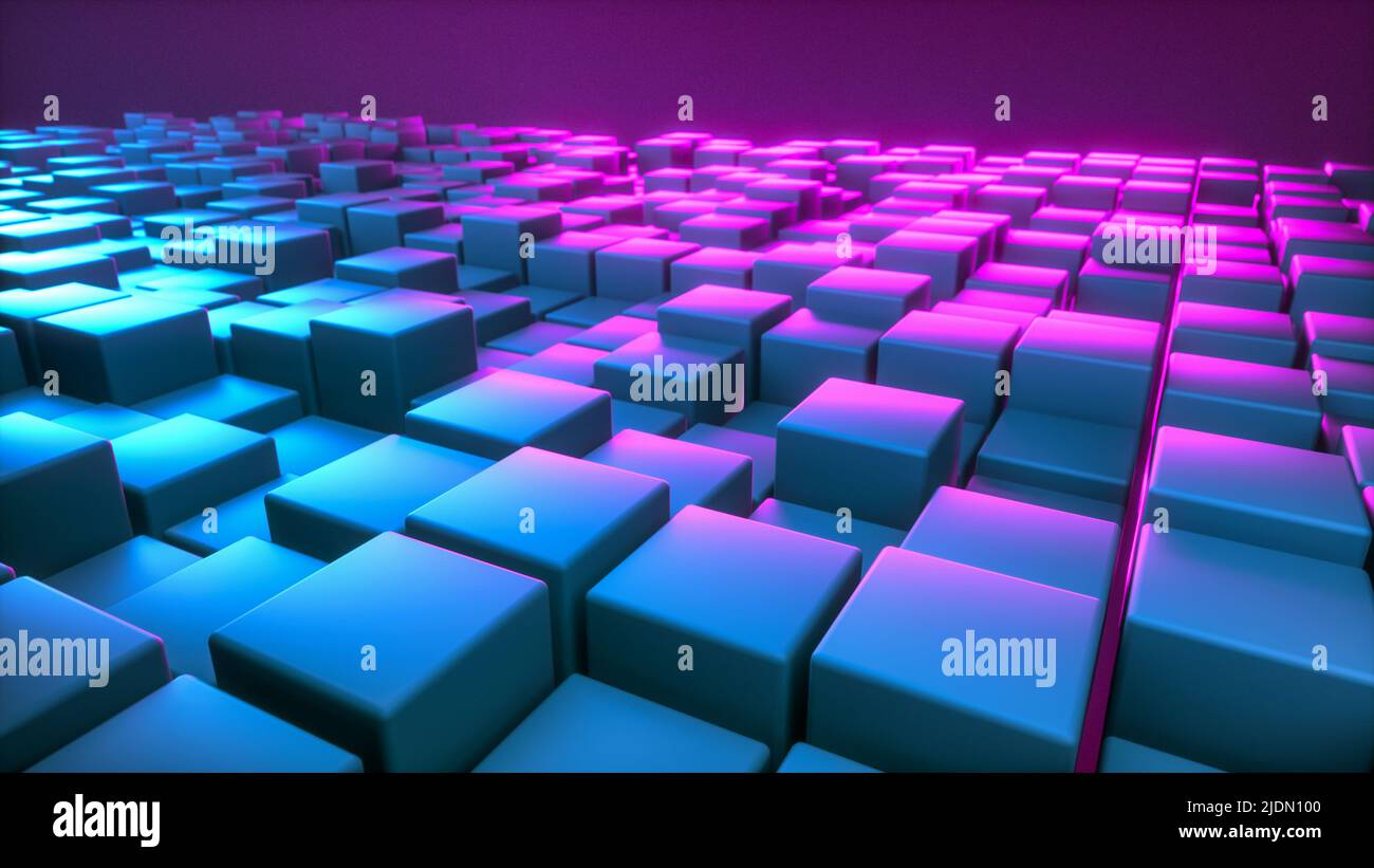 Ein technischer Hintergrund mit Cubes (3D Rendering) Stockfoto