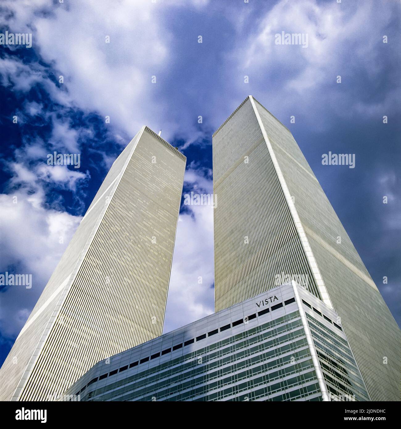 New York 1980s, WTC World Trade Center Twin Towers, Vista Hotel, Gebäude, Finanzviertel, Lower Manhattan, New York City, NYC, NY, USA, Stockfoto