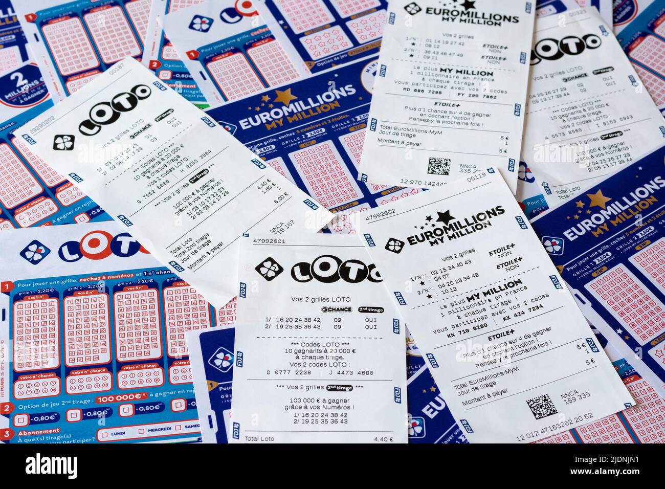 LOTO und euromillions, Französische Spiele Stockfoto