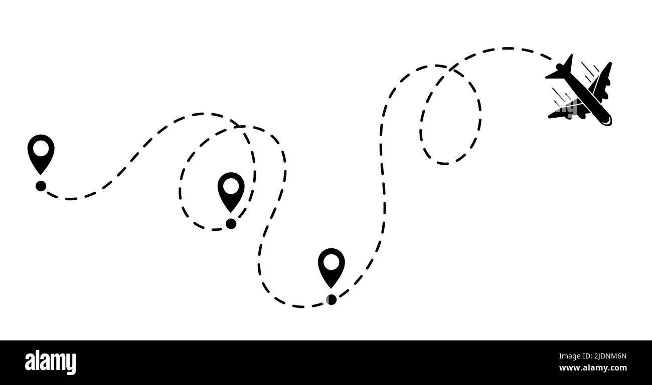 Flugzeug Flug Route Flugzeug Vektor Illustration. Stock Vektor