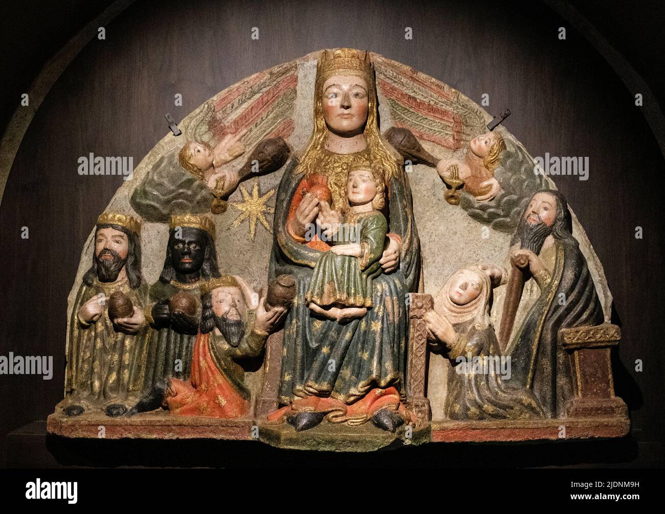 Spanien, Santiago de Compostela, Galicien. Museum der Kathedrale von Santiago de Compostela. Die drei Könige besuchen Maria und das Jesuskind. Stockfoto