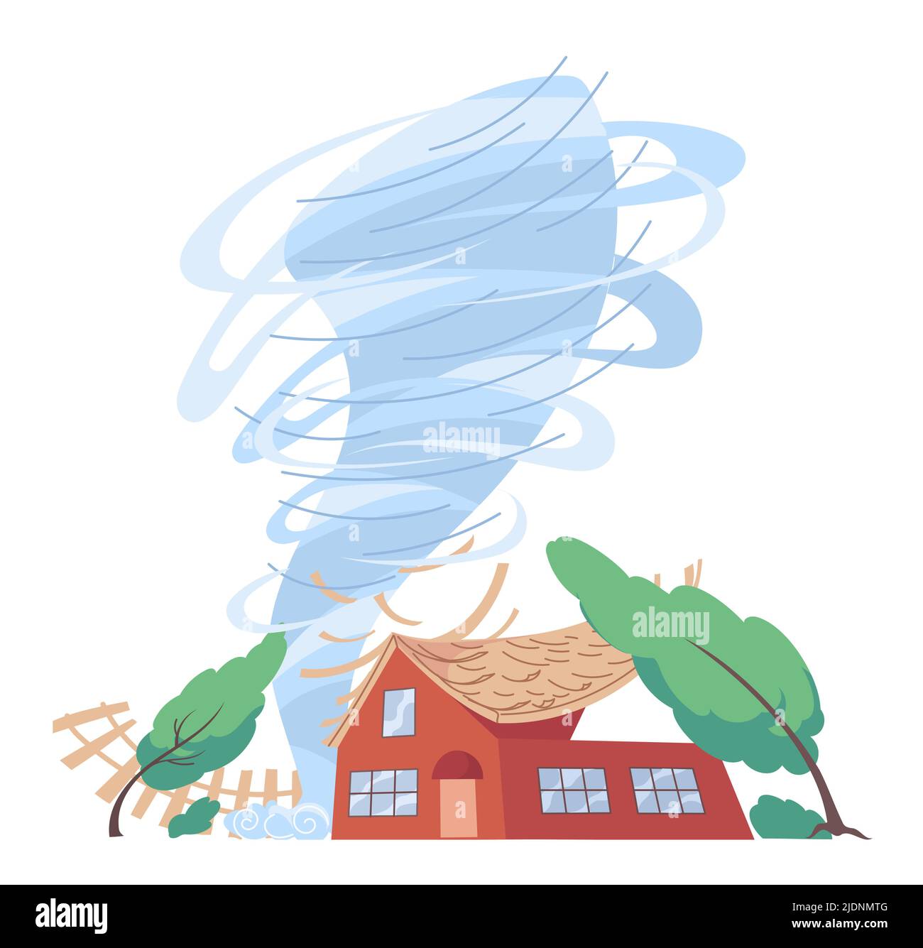 Tornado bläst das Dach vom Haus Stock Vektor