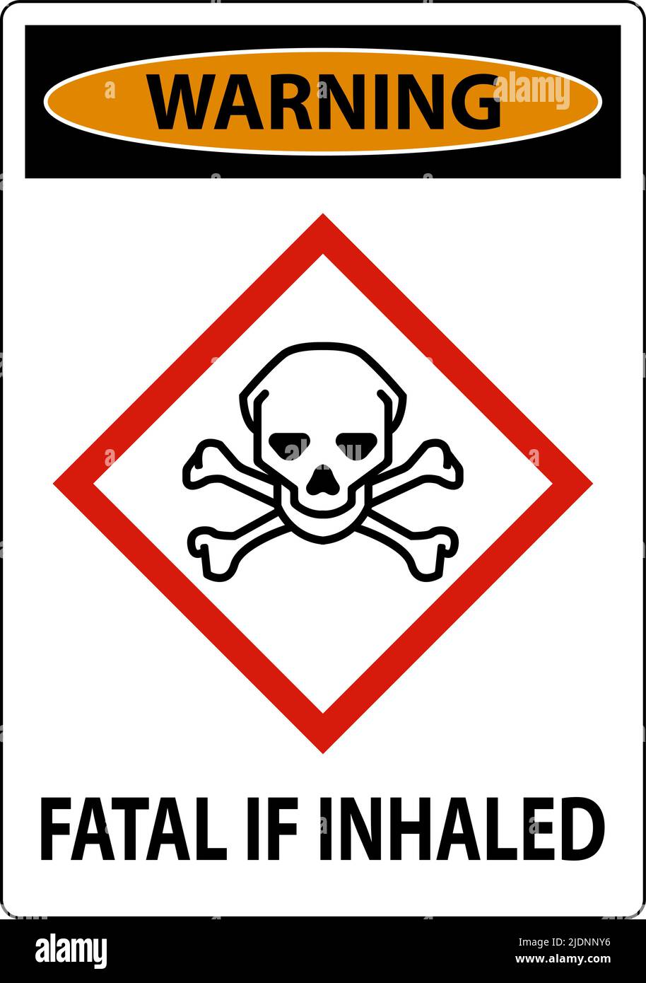 Warnung Fatal Bei Inhaliertem Schild Auf Weißem Hintergrund Stock Vektor