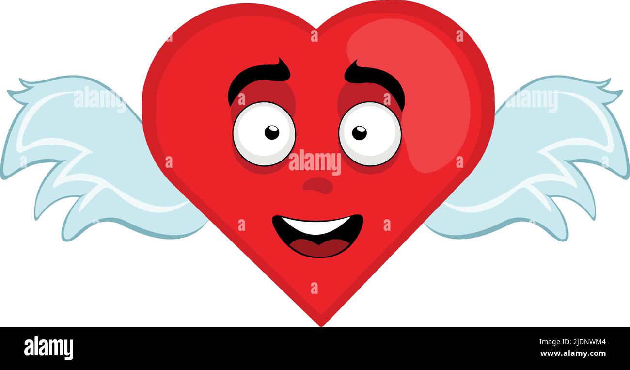 Vektor Cartoon Figur Illustration eines Herzens mit Flügeln und einem glücklichen Ausdruck Stock Vektor