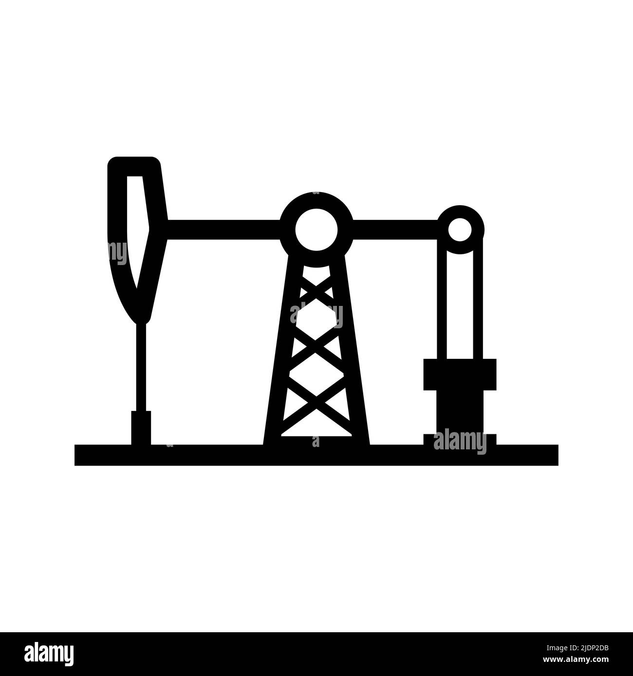 Vektorsymbol der Ölpumpe. Symbol für die Bohrplattform mit Benzinöl-Derrick-Bohrer Stock Vektor