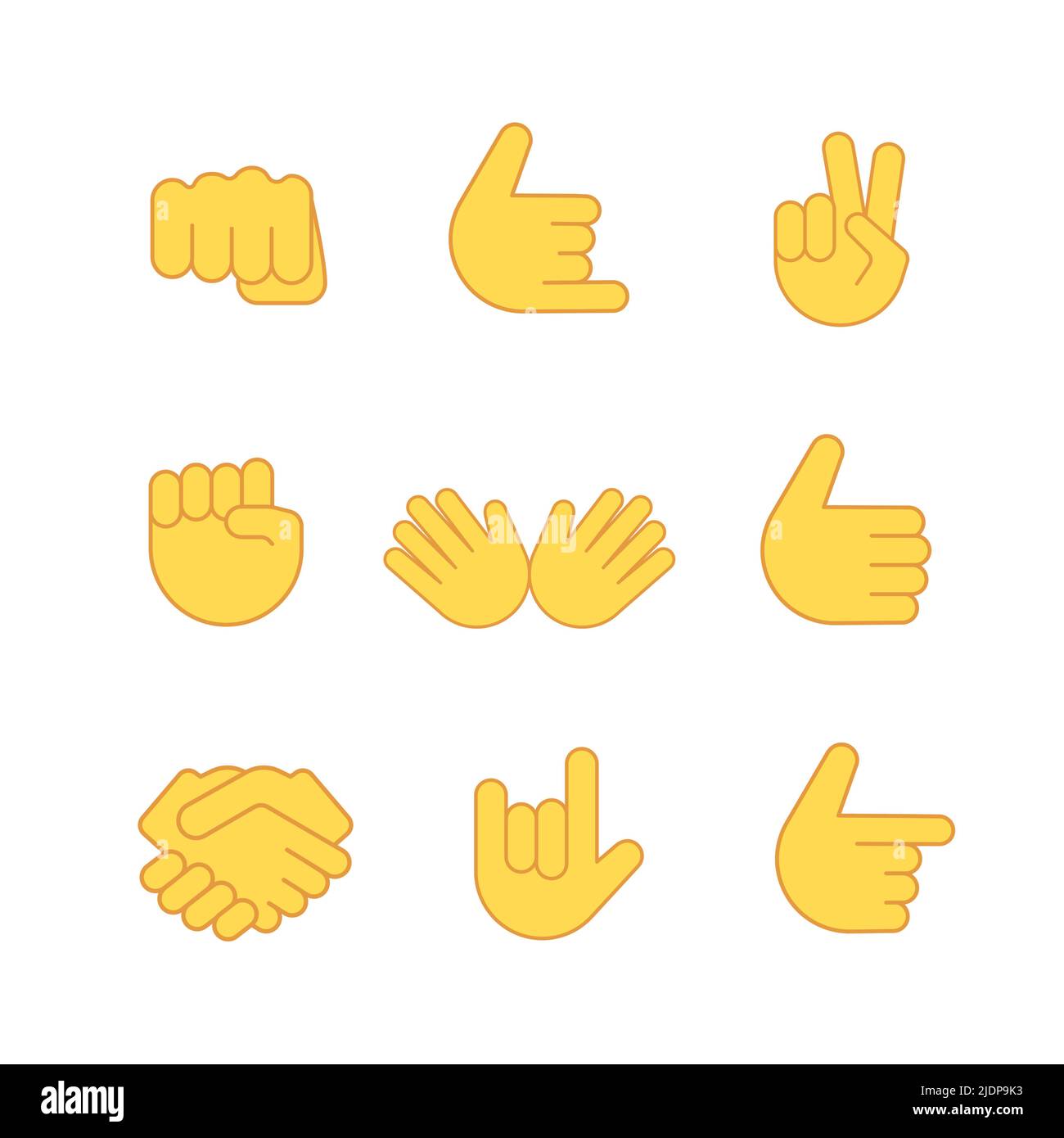 Emoji Hand Faust Emoticon Daumen Handshake-Symbol. Victory Fist Auf ...