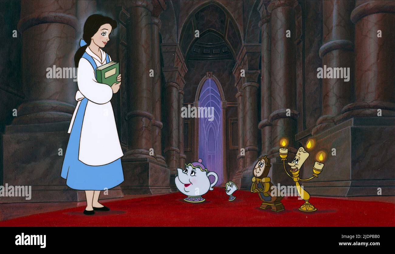 BELLE, POTTS, CHIP, COGSWORTH, LUMIER, BEAUTY AND THE BIEST: THE ENCHANTED CHRISTMAS, 1997 Stockfoto