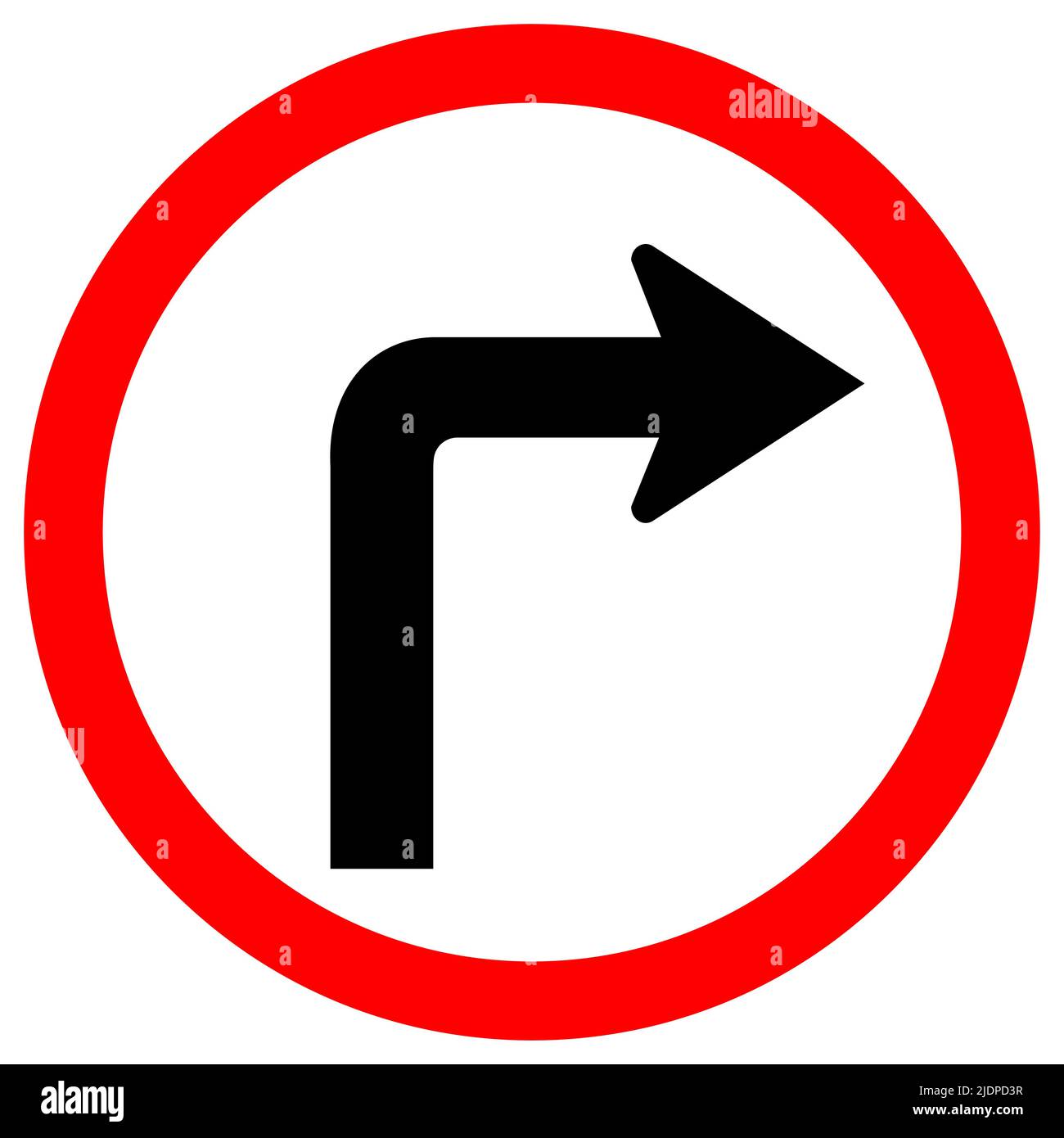 Biegen Sie rechts ab Verkehrszeichenschild isolieren auf weißem Hintergrund, Vektor-Illustration EPS.10 Stock Vektor